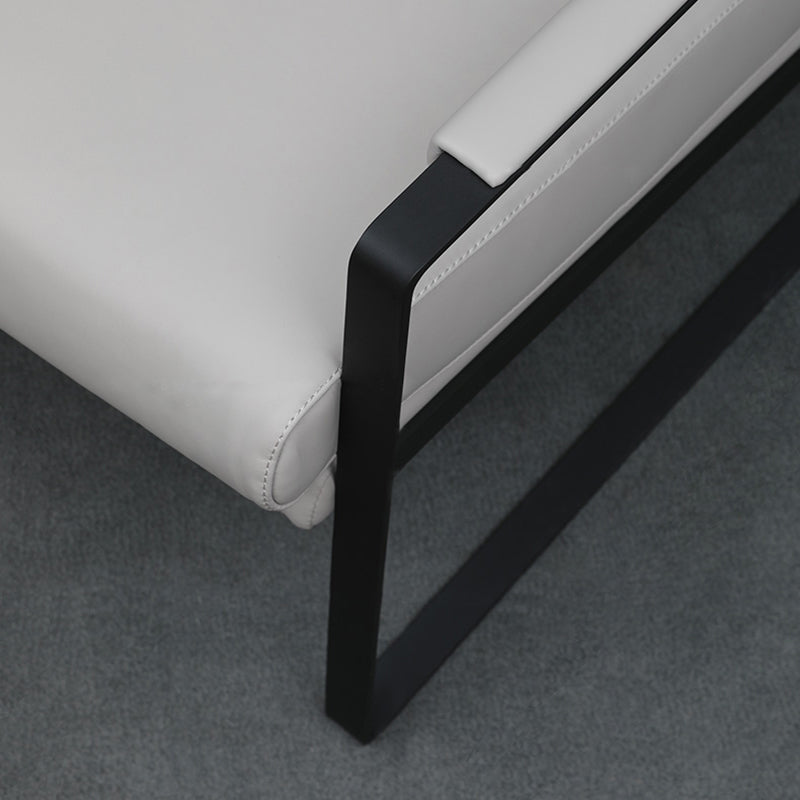 Mid-Century Modern Sled Arm Chair Faux Leather Accent Armchair for Living Room