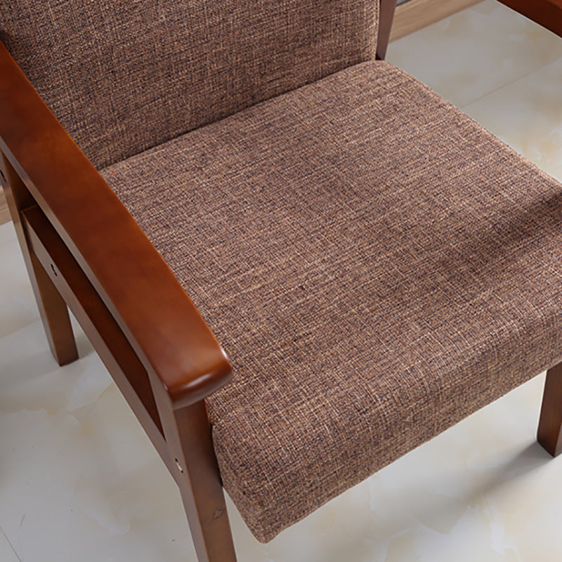 Mid-century Modern 21.25"Wide Linen Blend Fixed Back Square Arm Chair