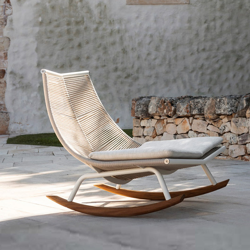 Modern Spindle Rocking Accent Chair Outdoor Woven Rope Rocker Chair