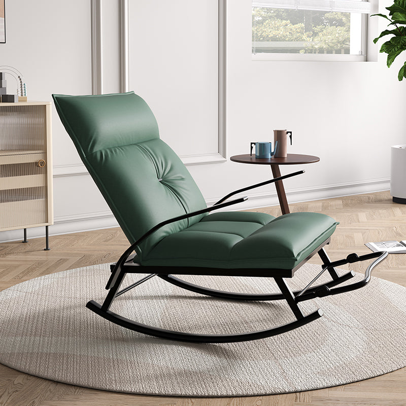 Faux Leather and Metal Rocking Chair Ergonomic with Seat Cushion Rocker Chair Spindle