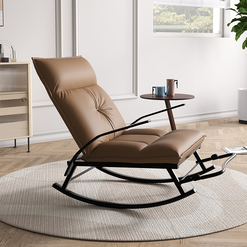 Faux Leather and Metal Rocking Chair Ergonomic with Seat Cushion Rocker Chair Spindle