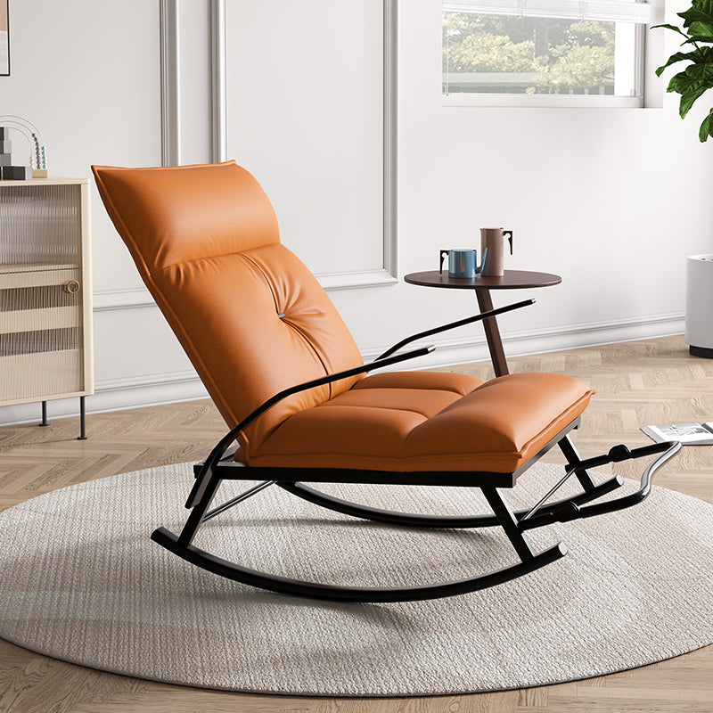 Faux Leather and Metal Rocking Chair Ergonomic with Seat Cushion Rocker Chair Spindle