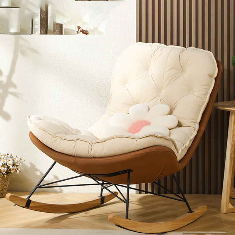 Glam Ergonomic Rocker Chair with Padded Seat Rocking Accent Chair Wingback