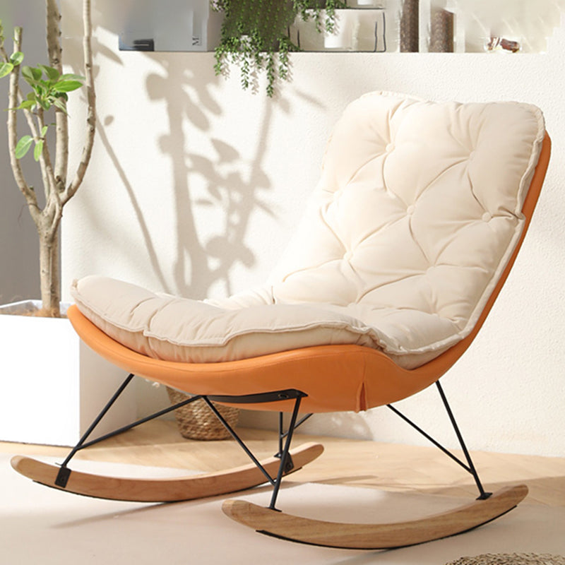 Glam Ergonomic Rocker Chair with Padded Seat Rocking Accent Chair Wingback