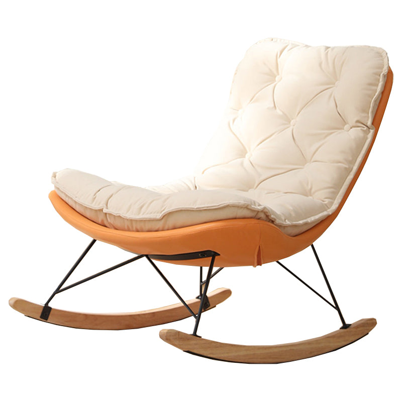 Glam Ergonomic Rocker Chair with Padded Seat Rocking Accent Chair Wingback