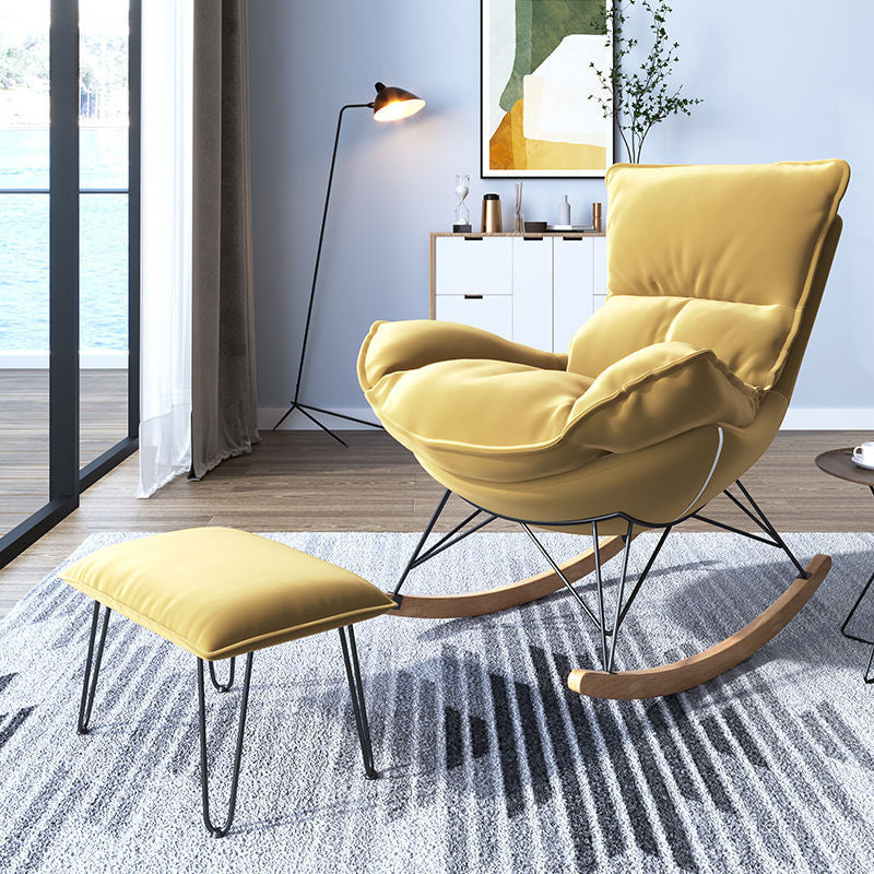 Contemporary Rocking Chair Solid Wood Rocker Chair with with Seat Cushion