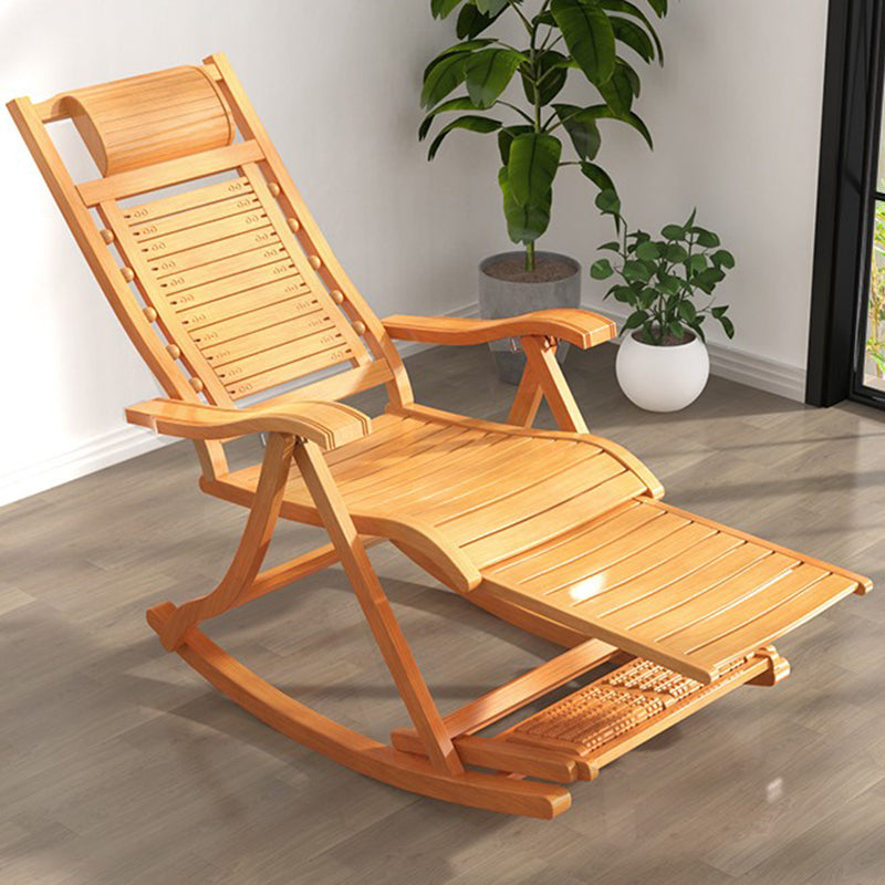 Solid Wood Rocking Chair Bamboo with Padded Seat Rocker Chair Ergonomic