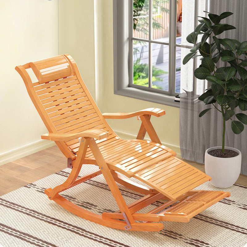 Solid Wood Rocking Chair Bamboo with Padded Seat Rocker Chair Ergonomic