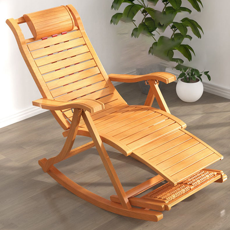 Solid Wood Rocking Chair Bamboo with Padded Seat Rocker Chair Ergonomic