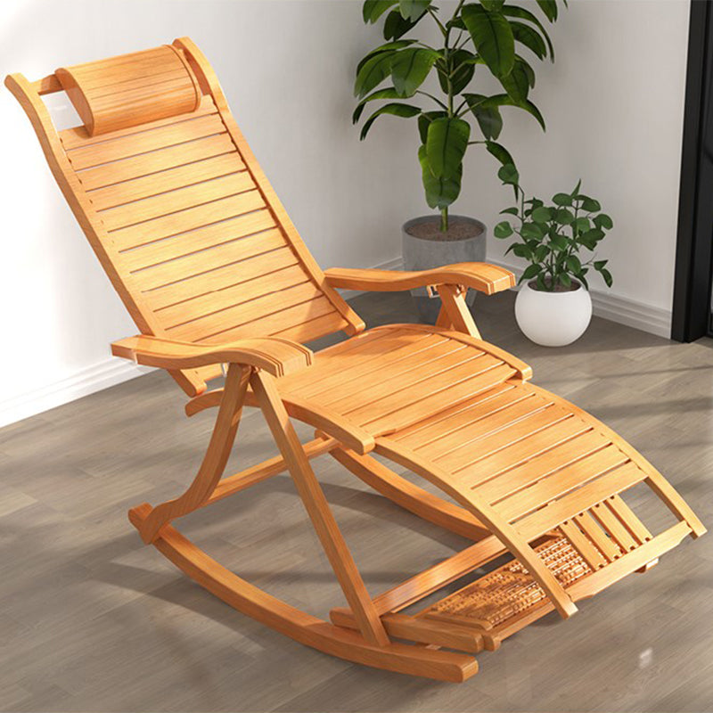 Solid Wood Rocking Chair Bamboo with Padded Seat Rocker Chair Ergonomic