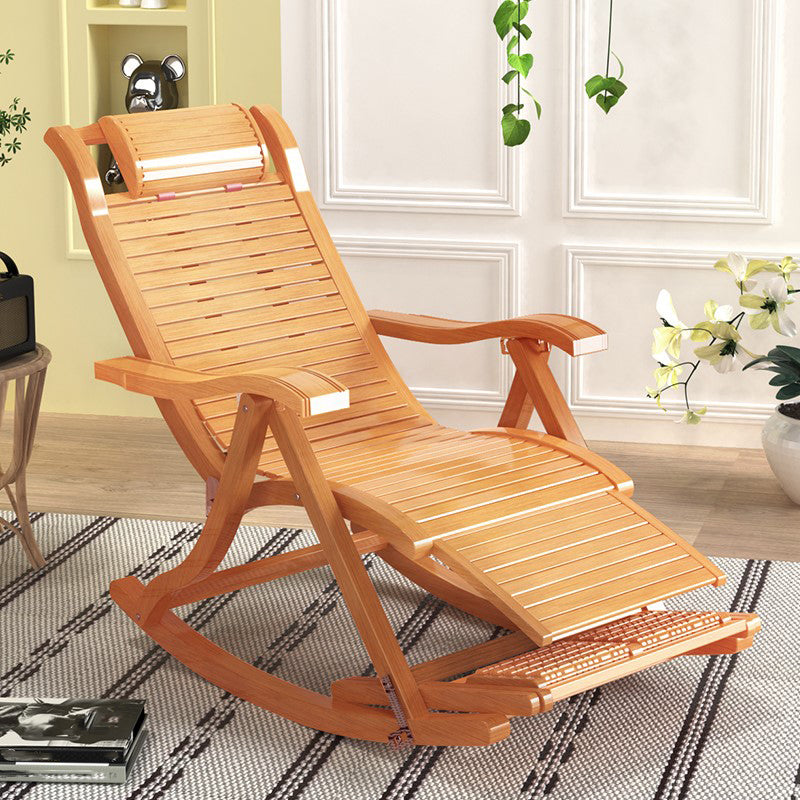 Solid Wood Rocking Chair Bamboo with Padded Seat Rocker Chair Ergonomic