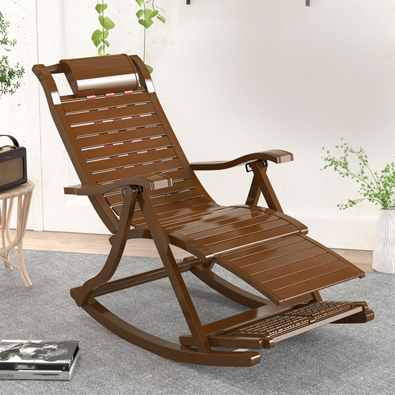 Solid Wood Rocking Chair Bamboo with Padded Seat Rocker Chair Ergonomic