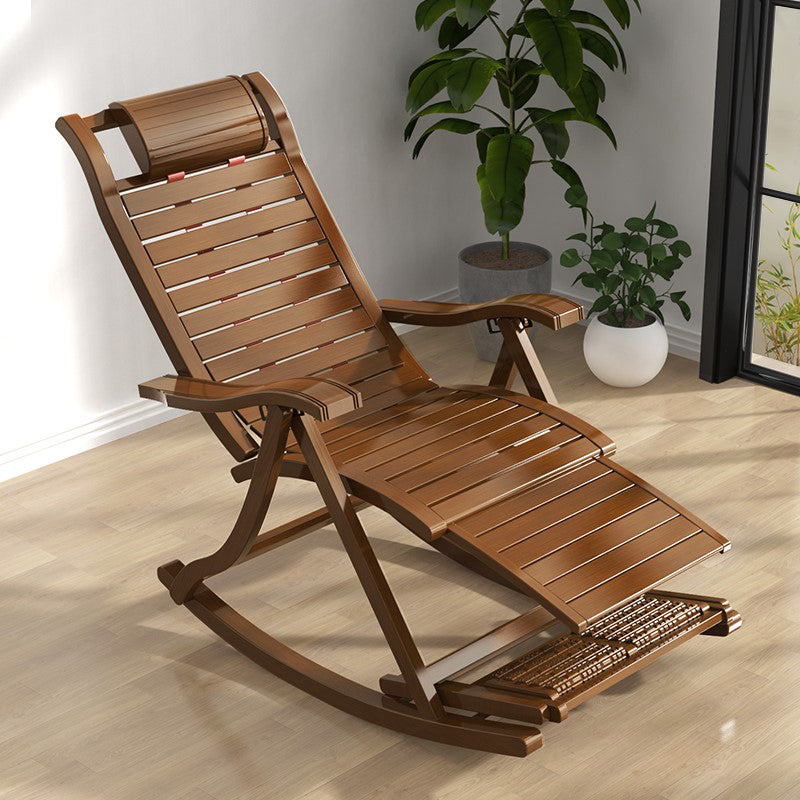 Solid Wood Rocking Chair Bamboo with Padded Seat Rocker Chair Ergonomic