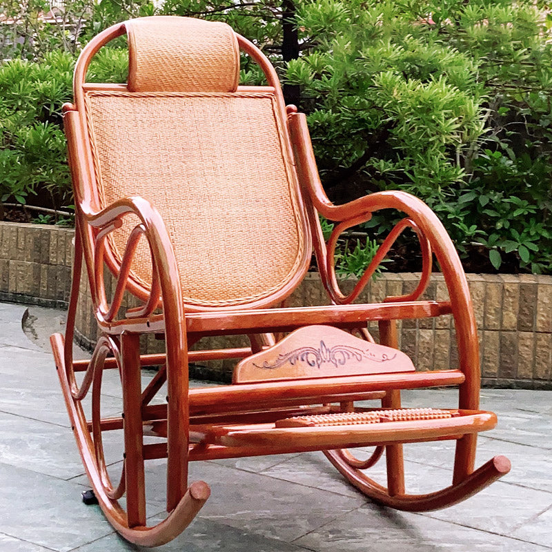 Mid-Century Modern Recliner Chair Rattan/Wicker Recliner Chair for Parlor