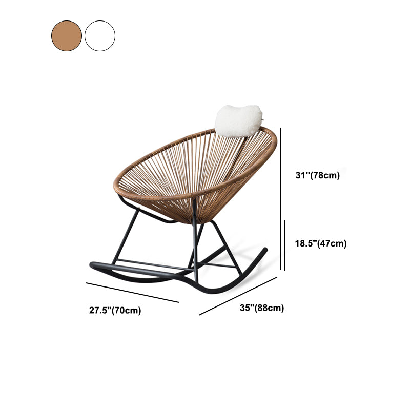 Reclining Spindle Rocking Accent Chair Contemporary Rocker Chair for Outdoor