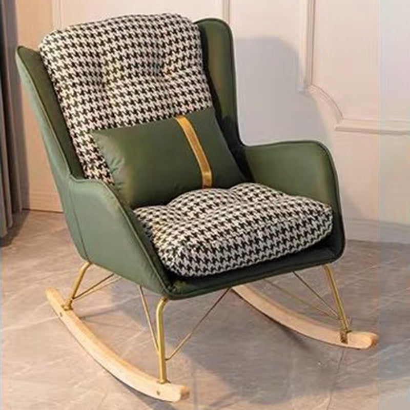 Leather Metal Rocker Chair Glam Rocking Accent Chair with Seat Cushion