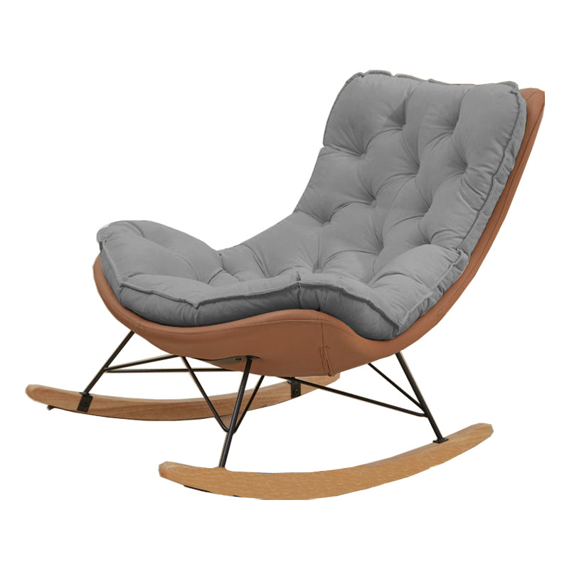 Glam Suede and Metal Rocker Chair Reclining with Padded Seat Rocking Chair for Living Room