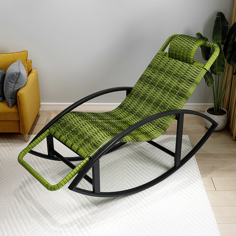 Modern Rocking Chair Woven Rope Rocker Chair With Gray Frame