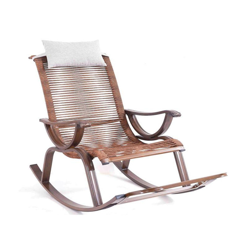 Rattan Natural Rocker Chair Modern Spindle Rocking Chair 25.2" x 41.3" x 35.4" for Outdoor