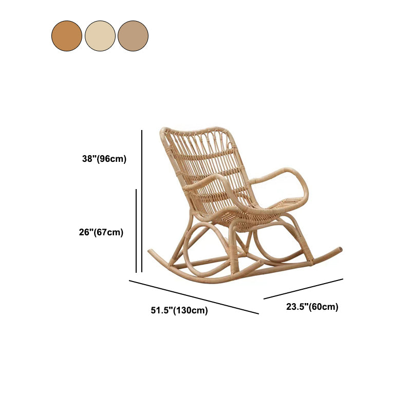 Natural Rattan Rocking Accent Chair Contemporary Reclining Rocker Chair for Living Room