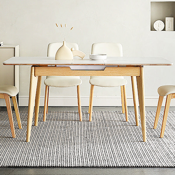 Modern Style Dining Table Sintered Stone Drop-Leaf Table for Home