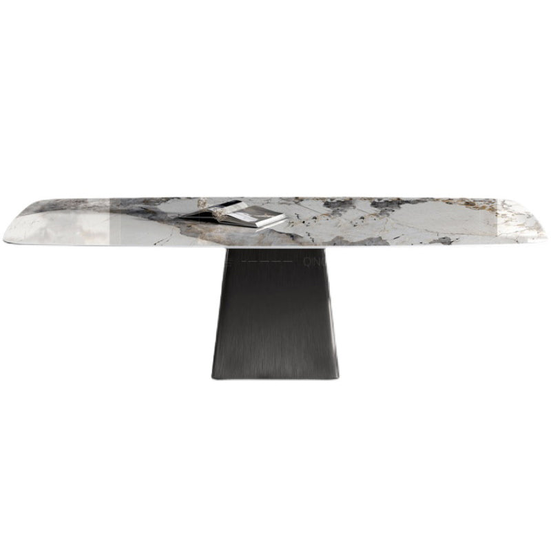 Rectangle Stone Top Dining Table Modern Metal Base Dining Table for Living Room