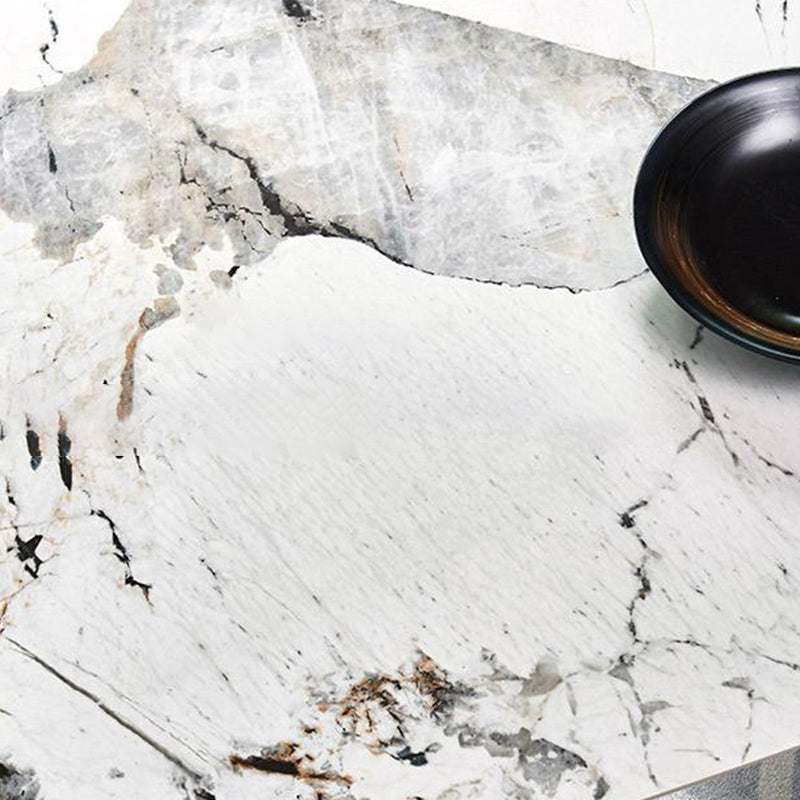 Rectangle Stone Top Dining Table Modern Metal Base Dining Table for Living Room