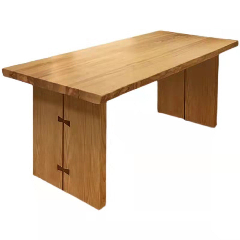 Ash Wood Rectangle Dining Table Contemporary Natural Double Pedestal Table