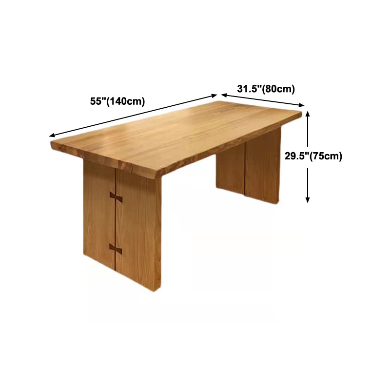 Ash Wood Rectangle Dining Table Contemporary Natural Double Pedestal Table