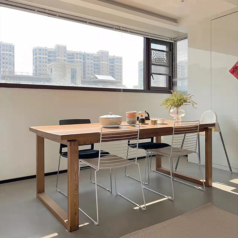 Solid Wood Rectangle Dining Table Modern Natural Sled Base Dining Table