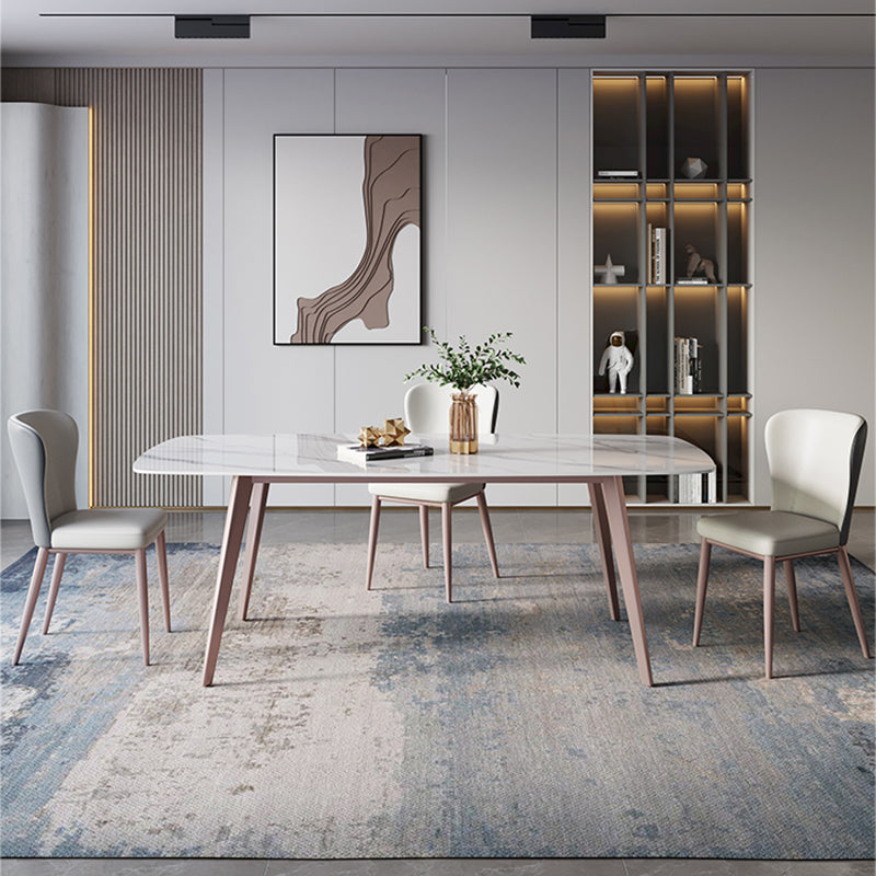 Modern Sintered Stone Top Table Rectangle Table with 4 Legs for Restaurant