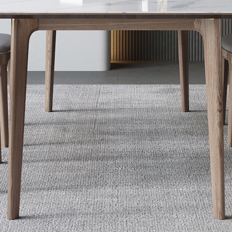 Medieval Modern Sintered Stone Table for Restaurant Rectangle Table with 4 Wood Legs