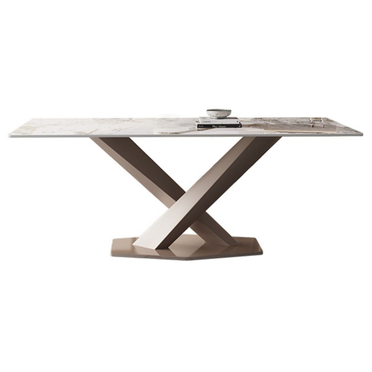 Modern Rectangle Dining Table Sintered Stone Pedestal Table for Home