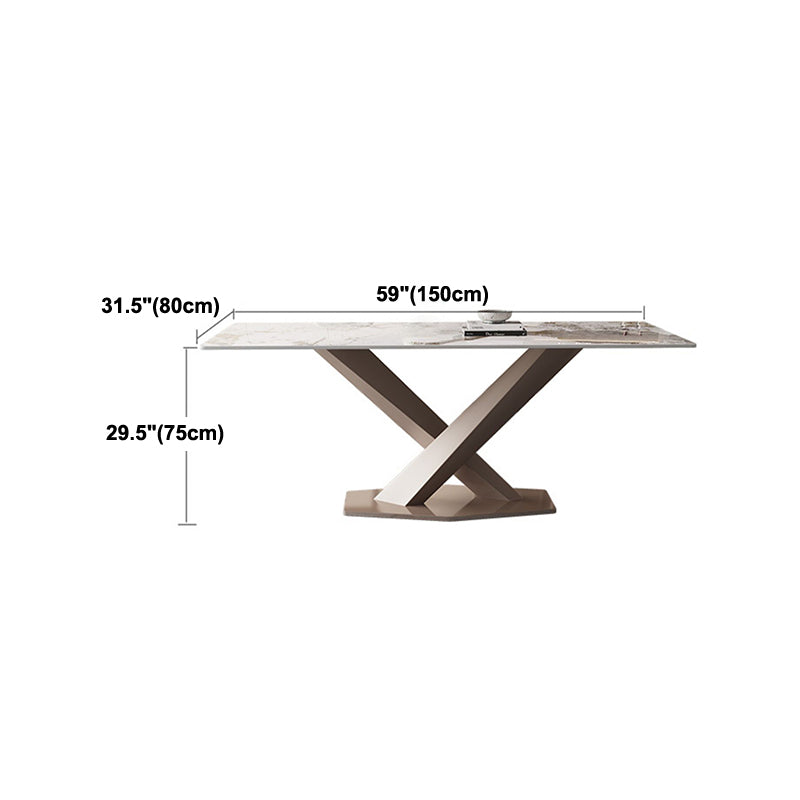Modern Rectangle Dining Table Sintered Stone Pedestal Table for Home