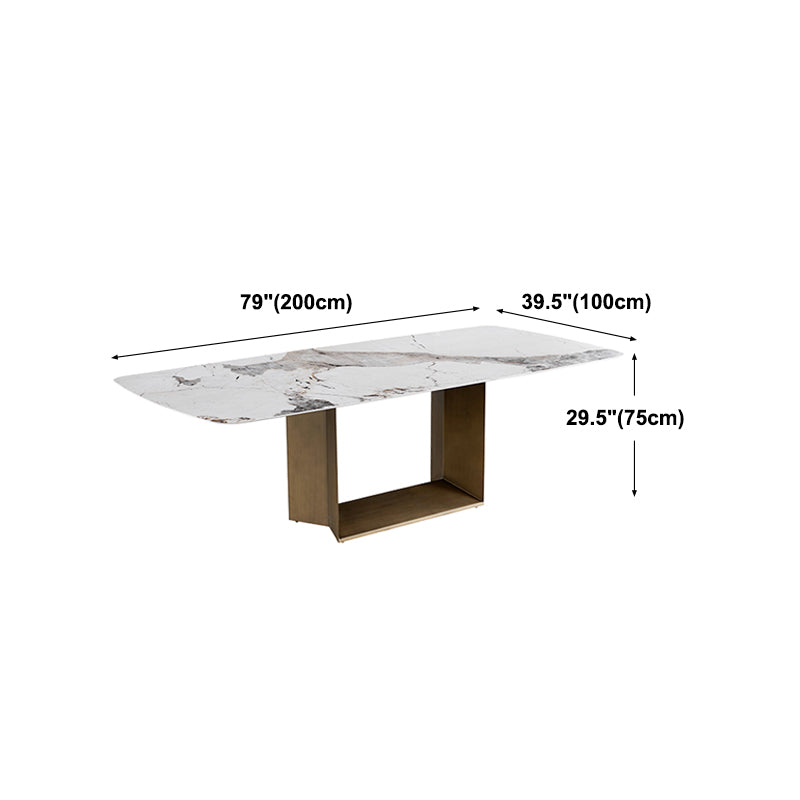 Rectangle Table Industrial Sintered Stone Top Dining Table with Single Pedestal Base