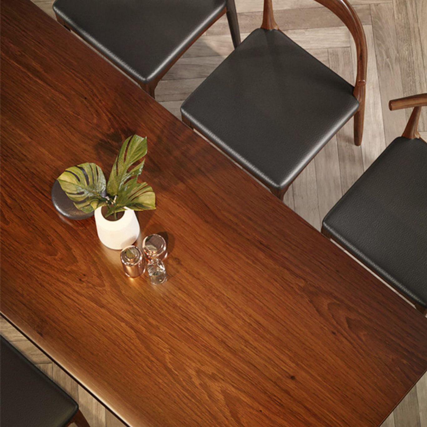 Industrial Dining Table with Sled Base Rectangle Wood Dining Table in Brown