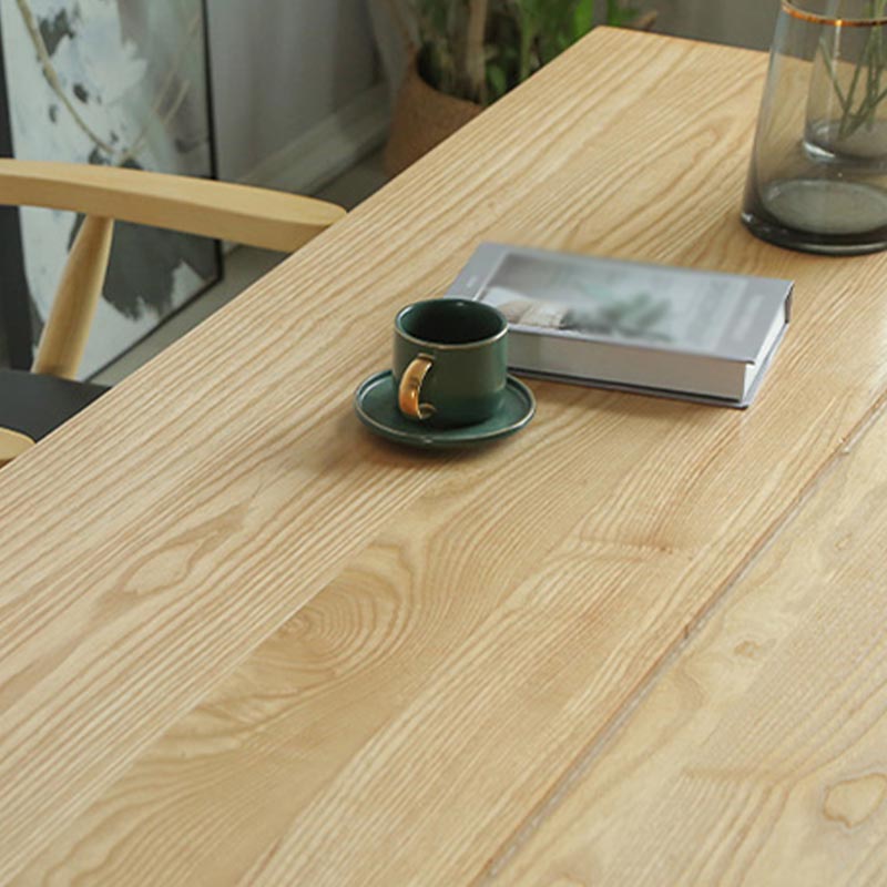 Natural Dining Table Rectangle Contemporary Style Solid Wood Dinner Table