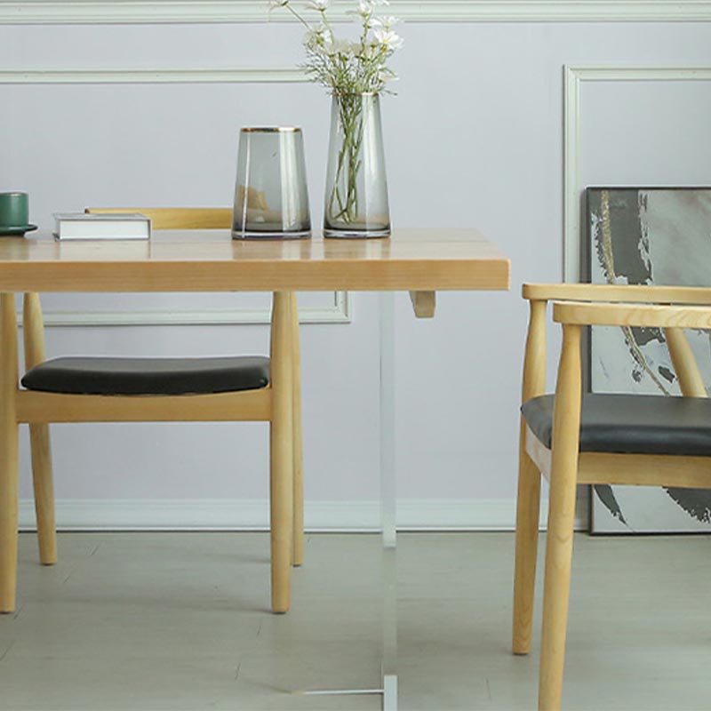 Natural Dining Table Rectangle Contemporary Style Solid Wood Dinner Table