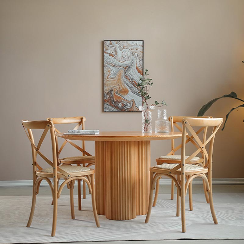 Modern Brown Wood Dining Table Round Dining Table for Kitchen