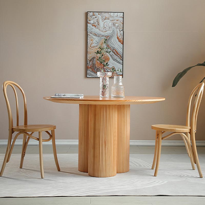 Modern Brown Wood Dining Table Round Dining Table for Kitchen