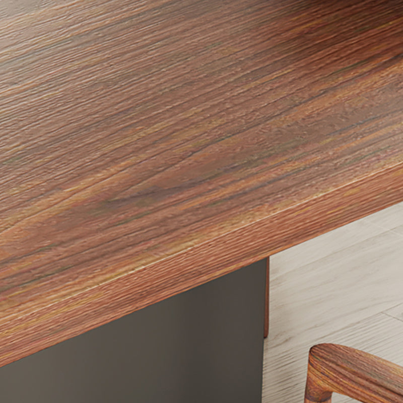 Brown Dining Table Solid Wood Rectangle Contemporary Style Dinner Table