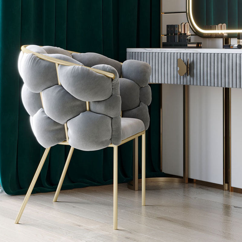 Nordic Design Armless Chair Velvet Solid Back Dining Chairs for Home