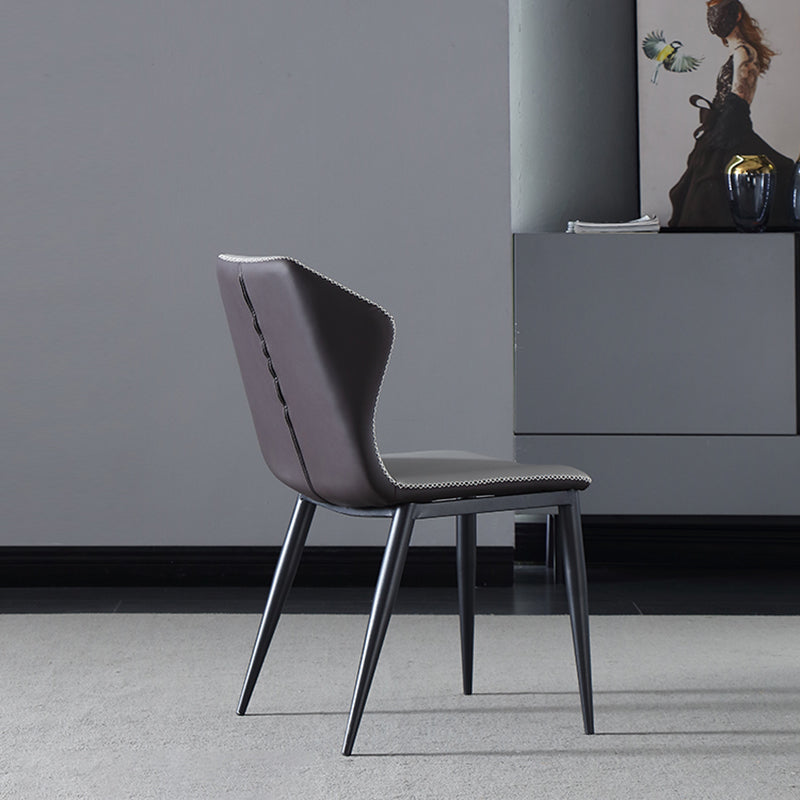 Faux Leather Dining Chairs Industrial Wingback Armless Dining Chair