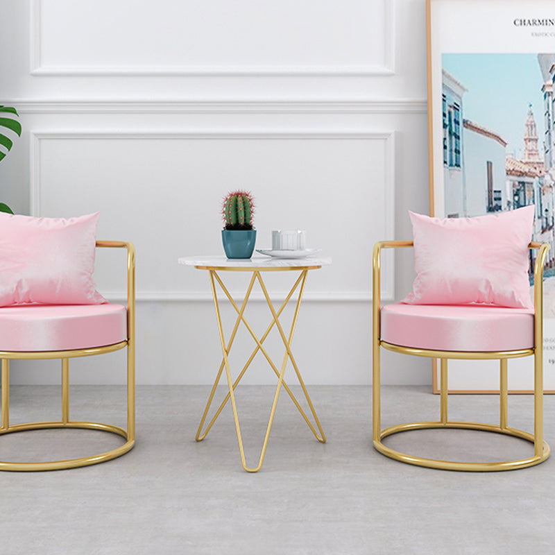 Glam Velvet Arm Dining Chairs Metal Dining Chair for Home Use