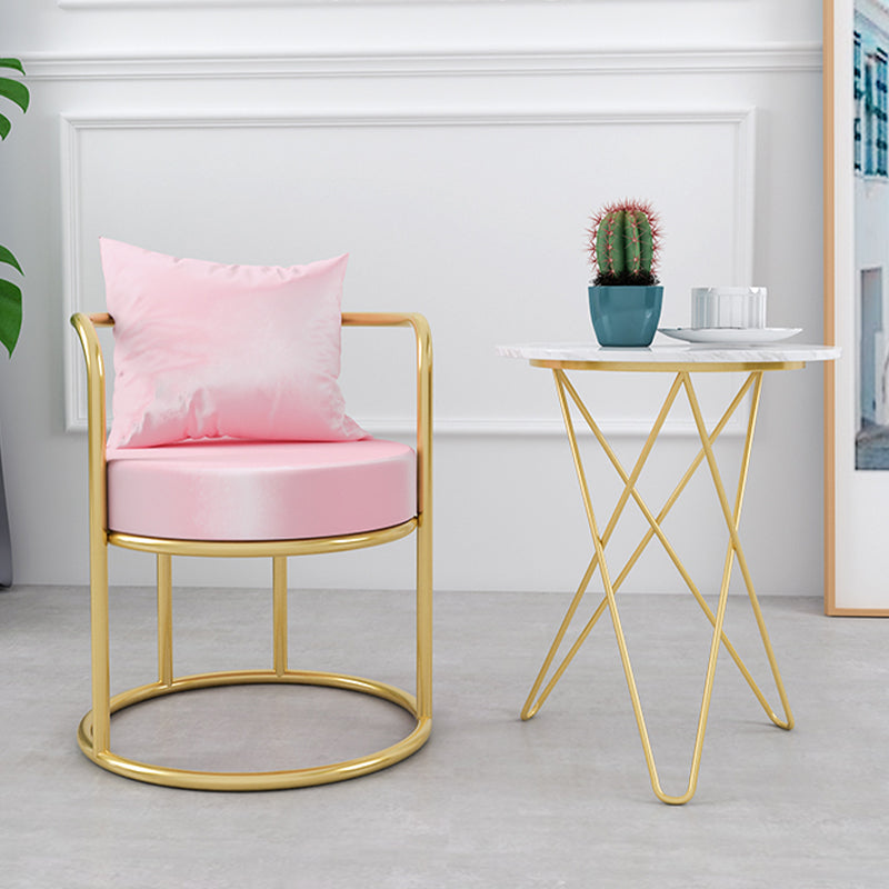 Glam Velvet Arm Dining Chairs Metal Dining Chair for Home Use