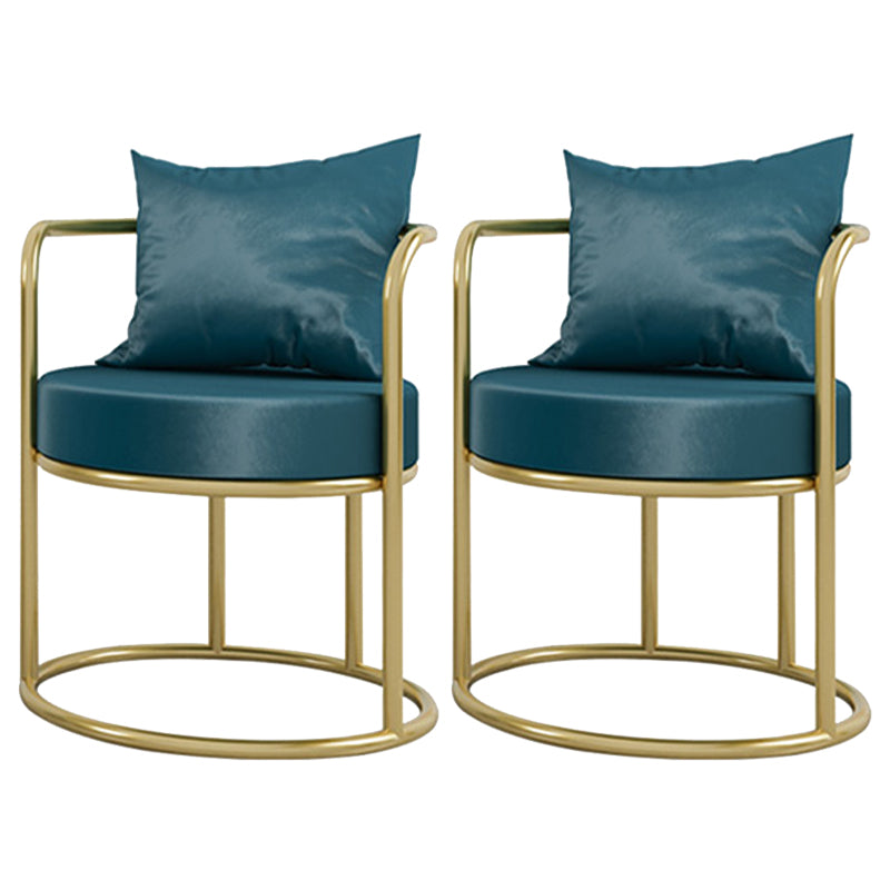 Glam Velvet Arm Dining Chairs Metal Dining Chair for Home Use