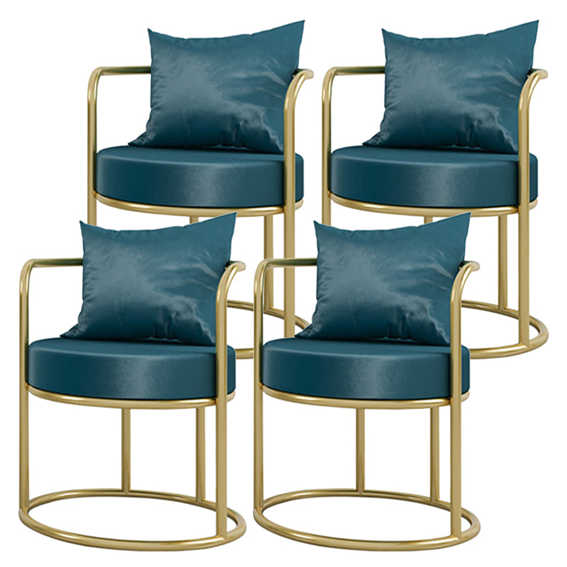 Glam Velvet Arm Dining Chairs Metal Dining Chair for Home Use