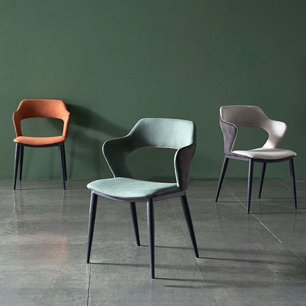 Contemporary Kitchen Chair Dining Open Back Arm Side Chairs with Metal Legs