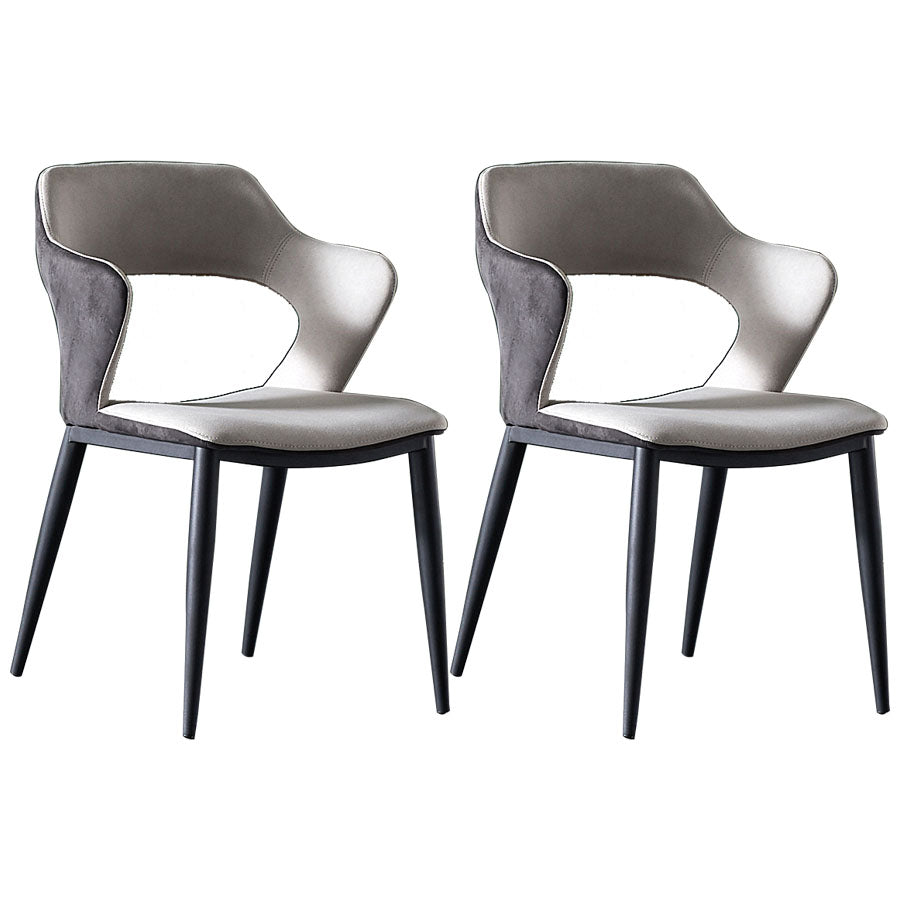 Contemporary Kitchen Chair Dining Open Back Arm Side Chairs with Metal Legs