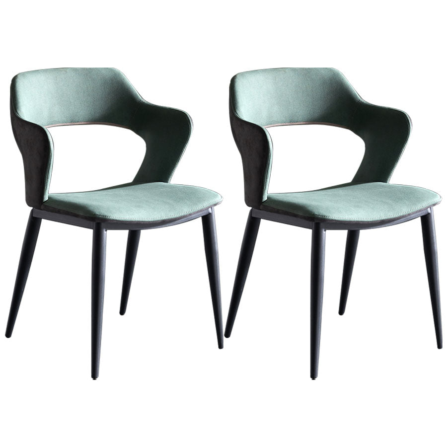 Contemporary Kitchen Chair Dining Open Back Arm Side Chairs with Metal Legs